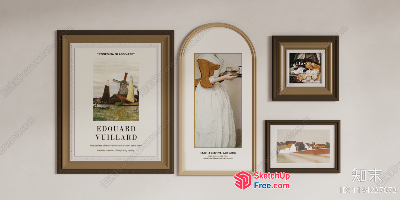 Framed Artworks On A Neutral Wall 3D SketchUp File