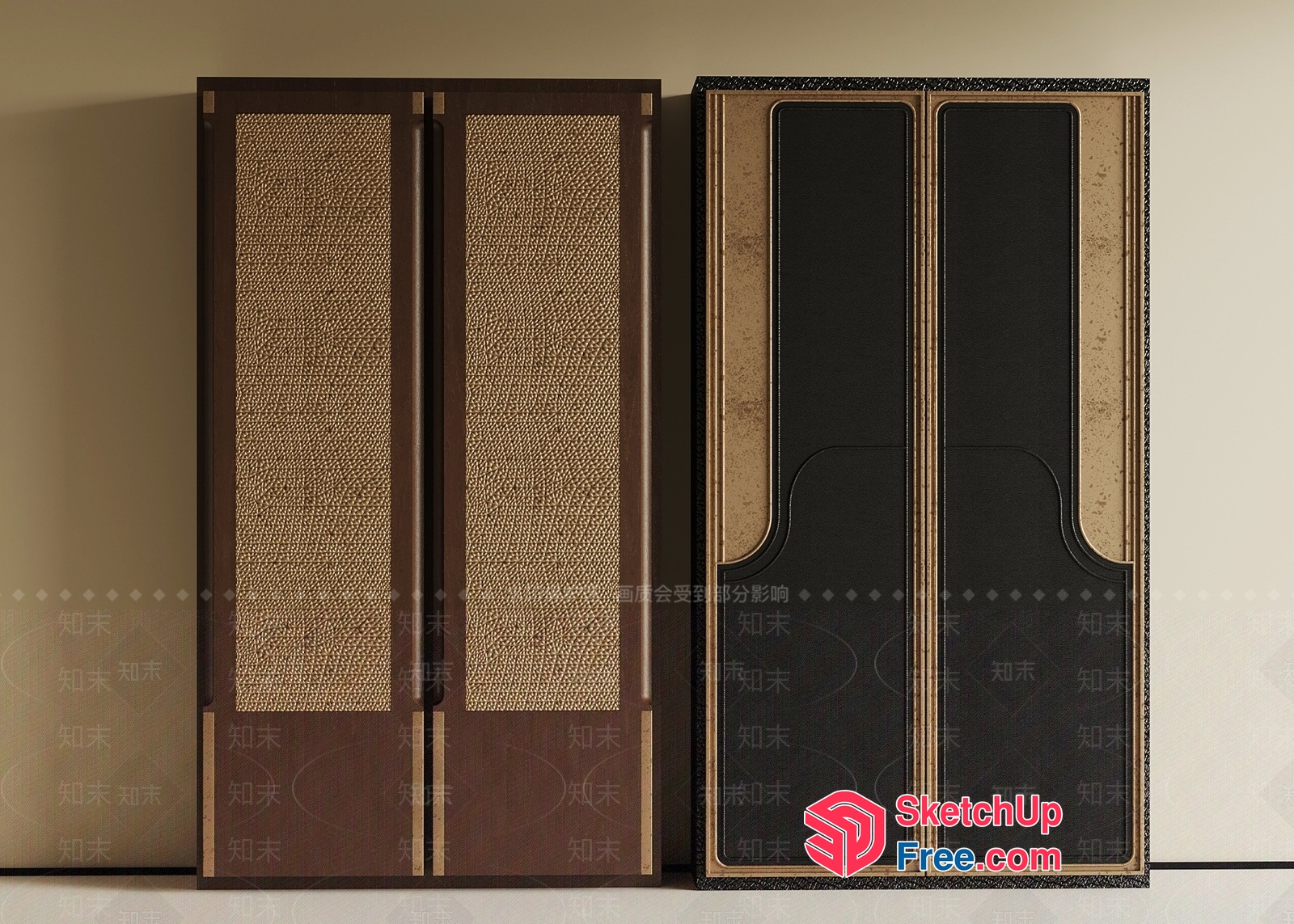 Elegant Brown And Black Door Panel 3D SketchUp File