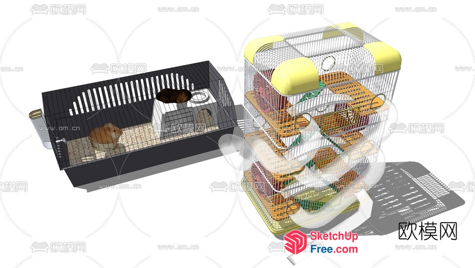 Animal Cage And Accessories 3D SketchUp File