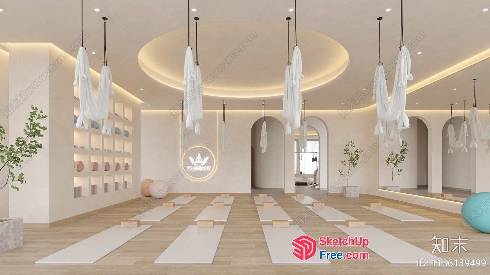 Elegant And Modern Yoga Studio Interior 3D SketchUp File