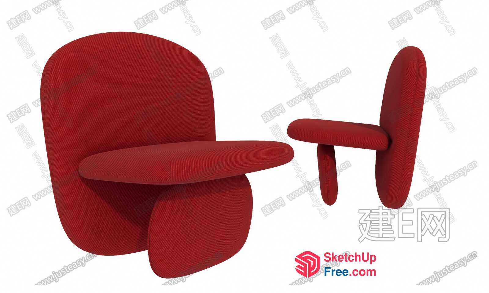 Modern Red Chair Design 3D SketchUp File