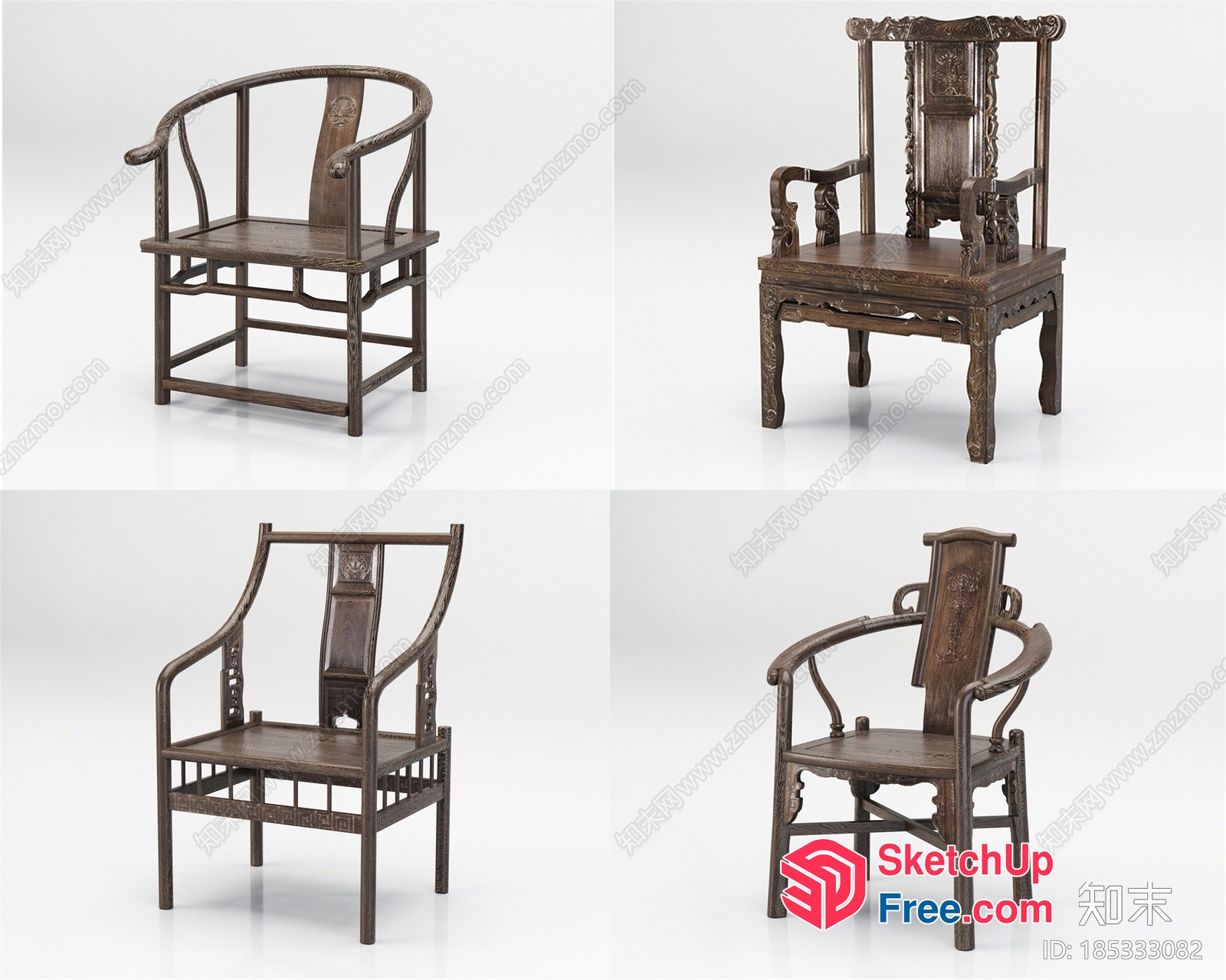 Traditional Chinese Armchairs Collection 3D SketchUp File