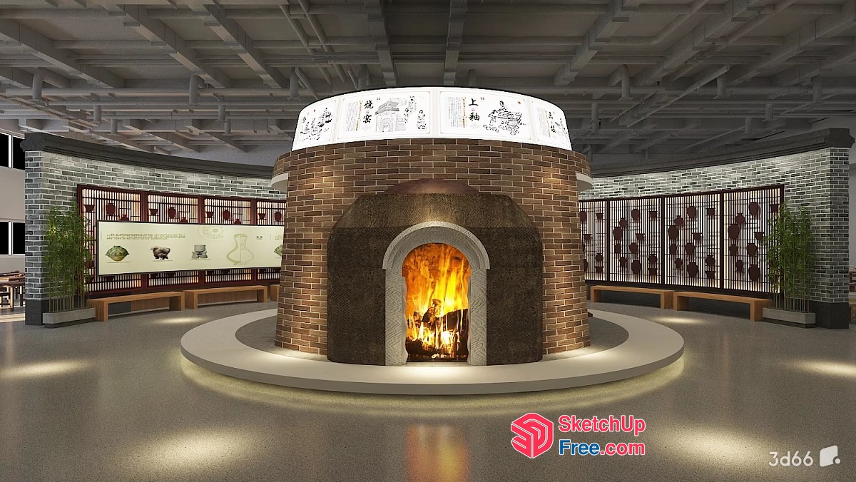 Cozy Brick Fireplace Interior 3D SketchUp File
