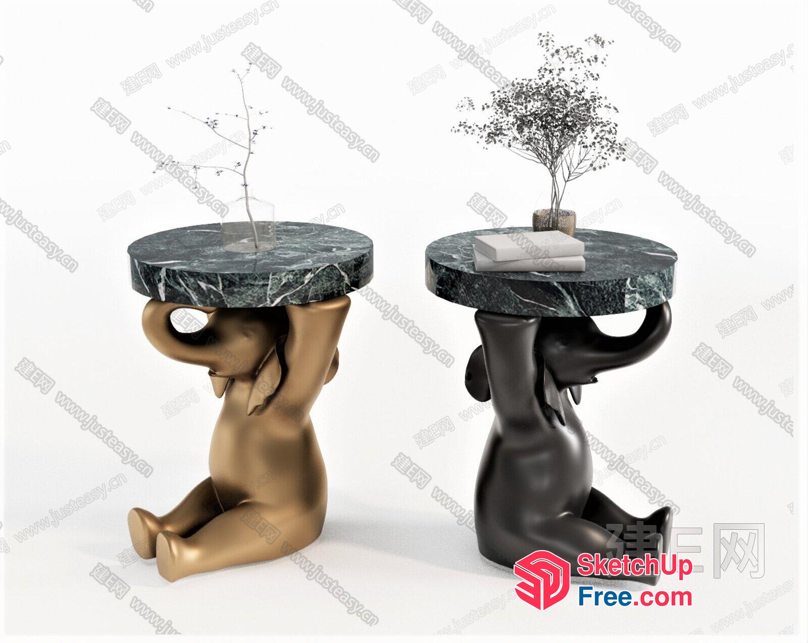 Unique Humanoid Sculpture Side Tables 3D SketchUp File