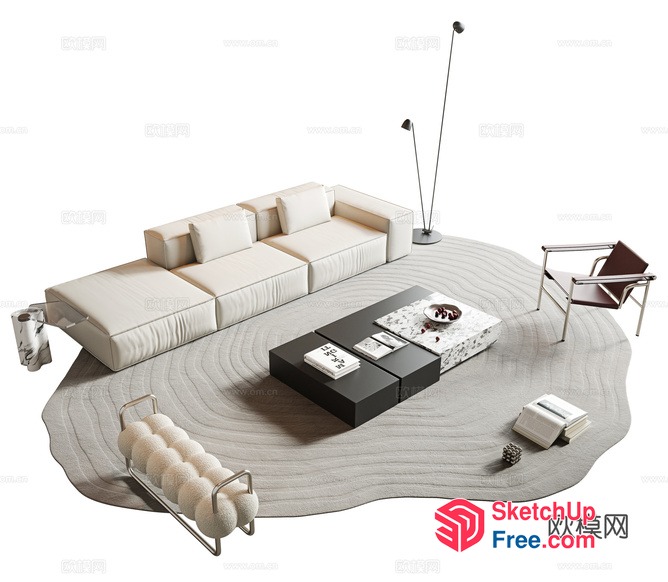 Elegant And Modern Minimalist Living Room Furniture 3D SketchUp File