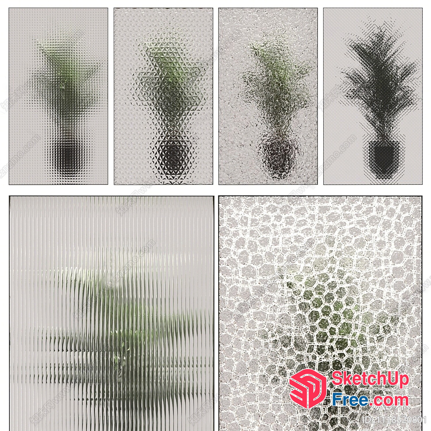 Textured Glass Wall Panels 3D SketchUp File