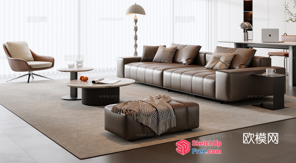 Modern Minimalist Living Room Interior Design 3D SketchUp File