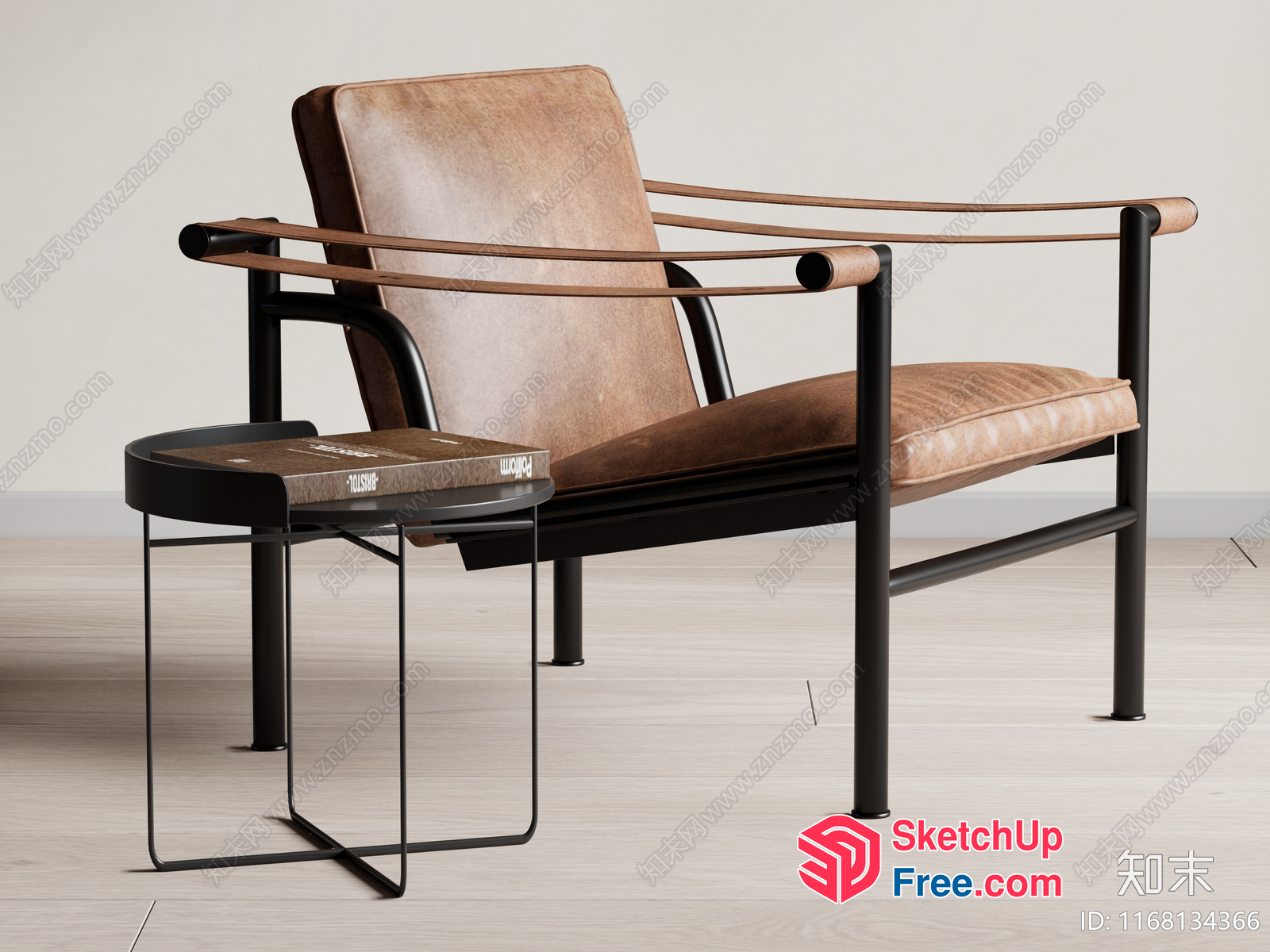 Elegant Modern Leather Chair With Matching Side Table 3D SketchUp File