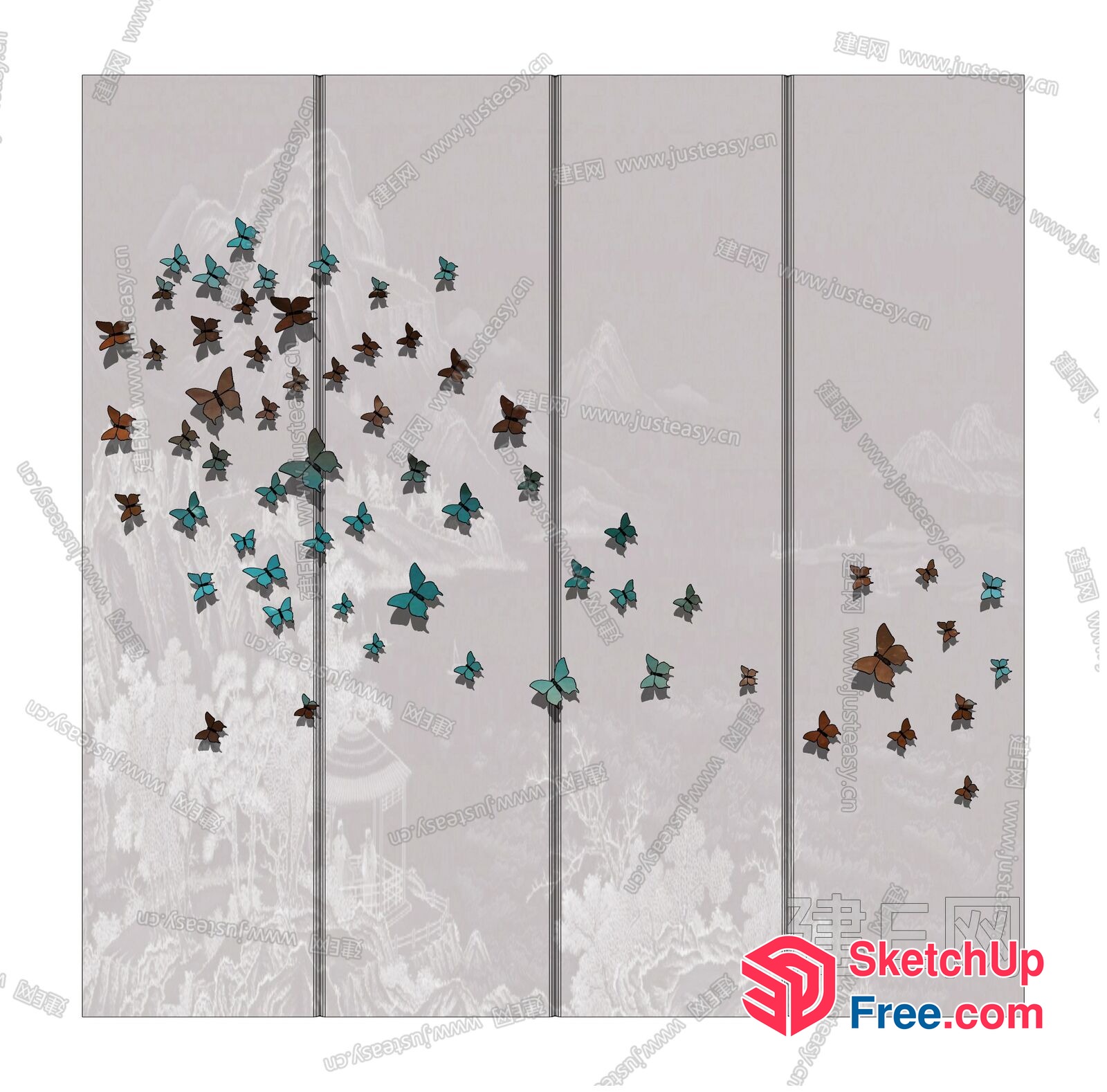 Decorative Butterfly Wall Panel 3D SketchUp File