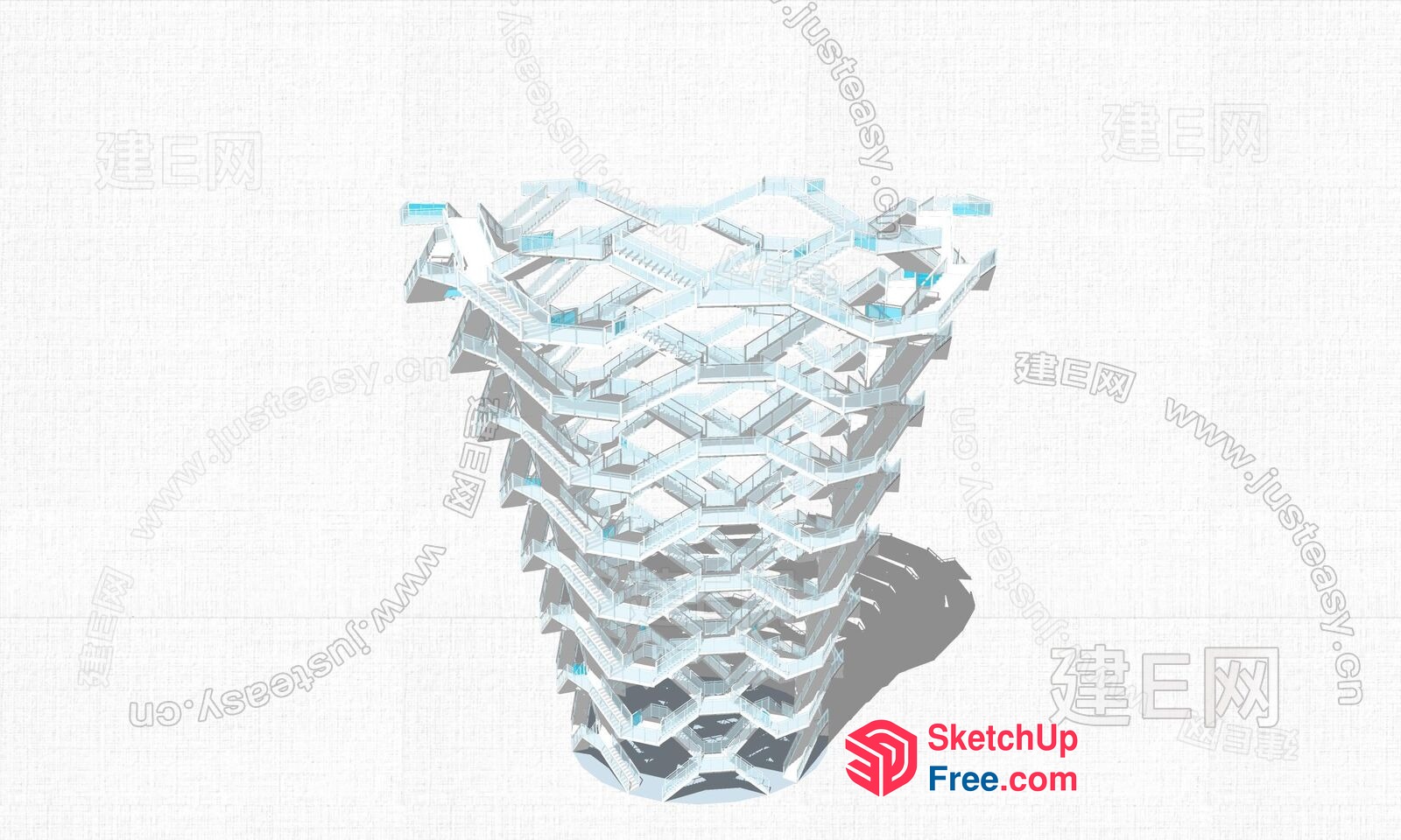 Futuristic Staircase With Glass And Metal Elements 3D SketchUp File