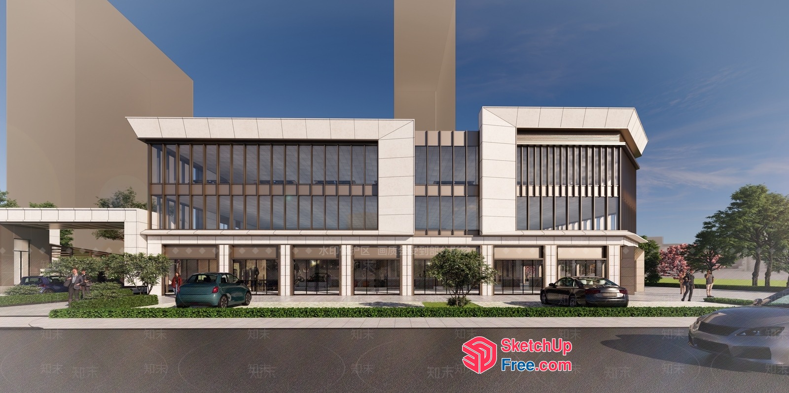 Modern Commercial Street Exterior Design 3D SketchUp File