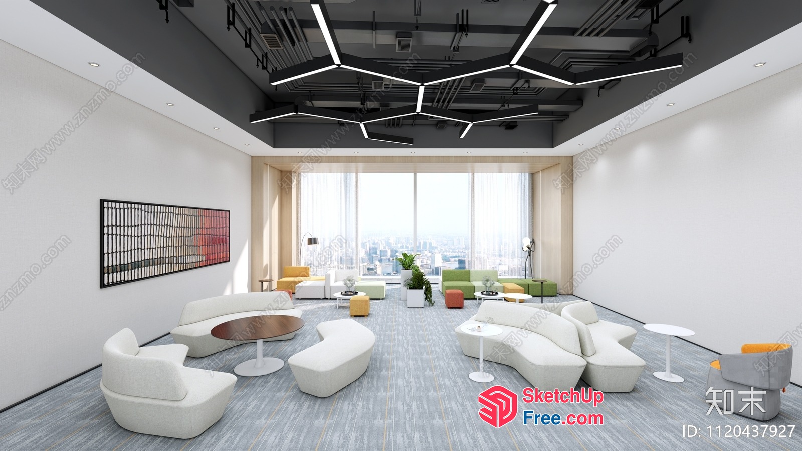 Modern Office Space With City View 3D SketchUp File