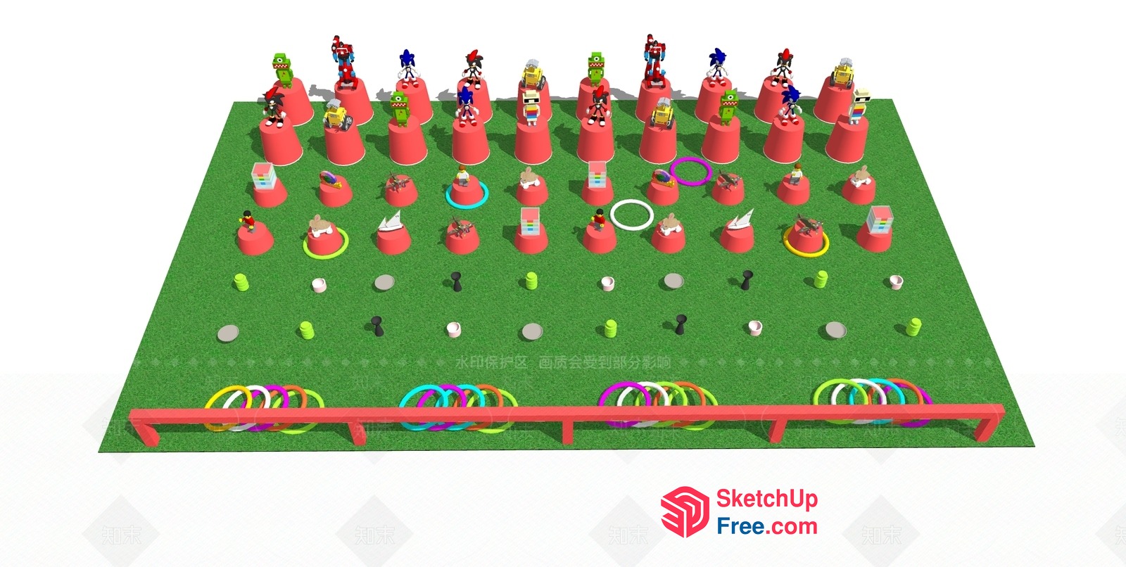 Colorful 3D Illustration Of A Playful Playground 3D SketchUp File