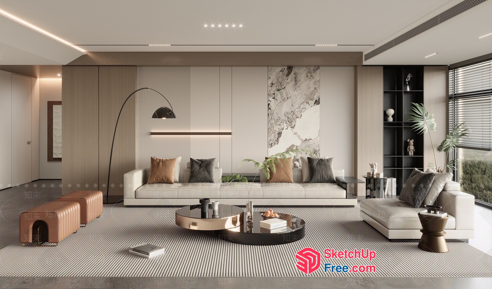 Elegant Modern Minimalist Living Room Design 3D SketchUp File