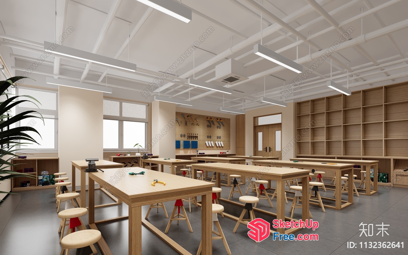 Modern Minimalist Office Furniture Layout 3D SketchUp File
