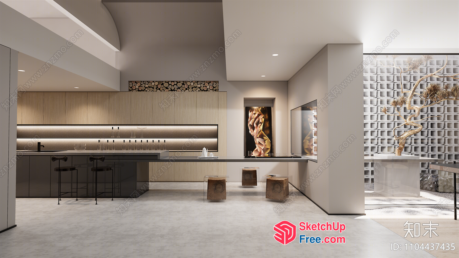 Modern Minimalist Japanese-Inspired Interior Design 3D SketchUp File