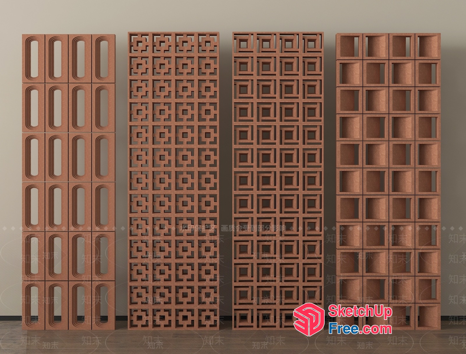 Patterned Brick Wall Panels 3D SketchUp File