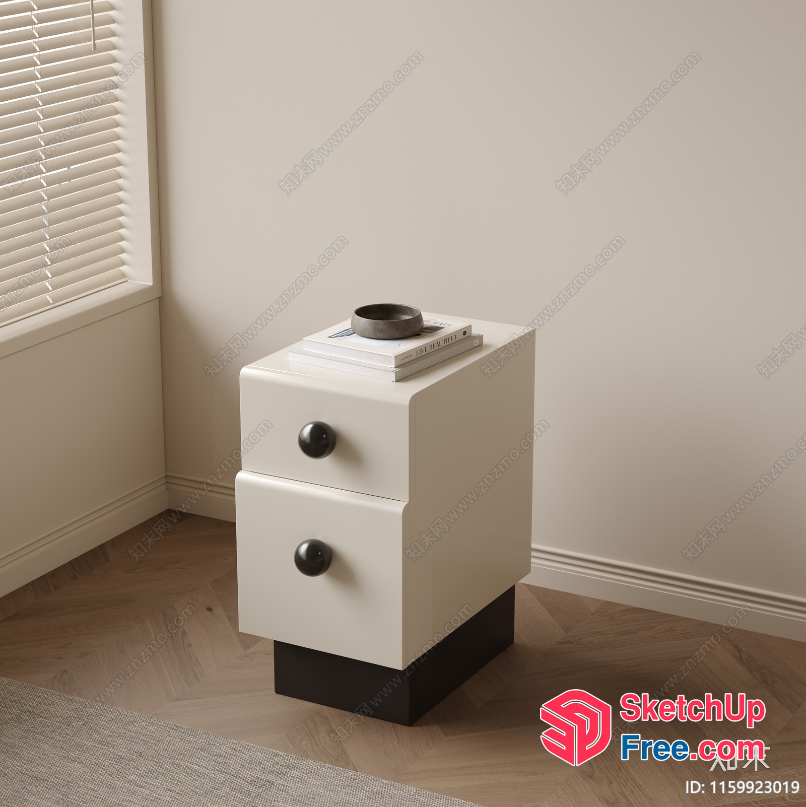 Modern Two-Drawer Side Table With Black Accents 3D SketchUp File