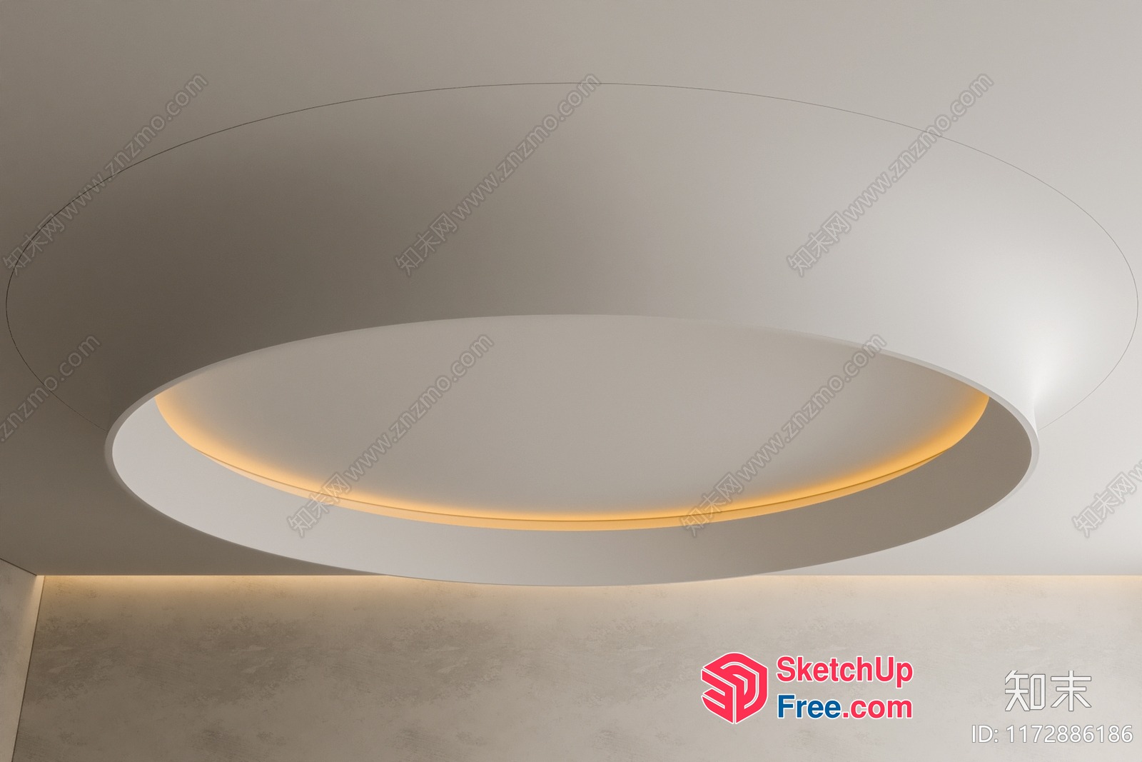 White Oval Ceiling Light Feature 3D SketchUp File