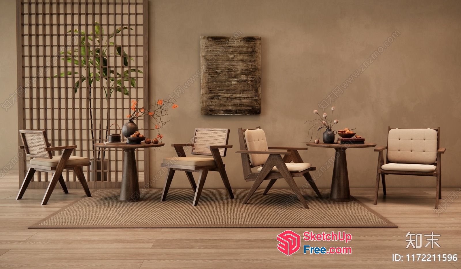 Minimalist Wabi-Sabi Style Interior Design 3D SketchUp File