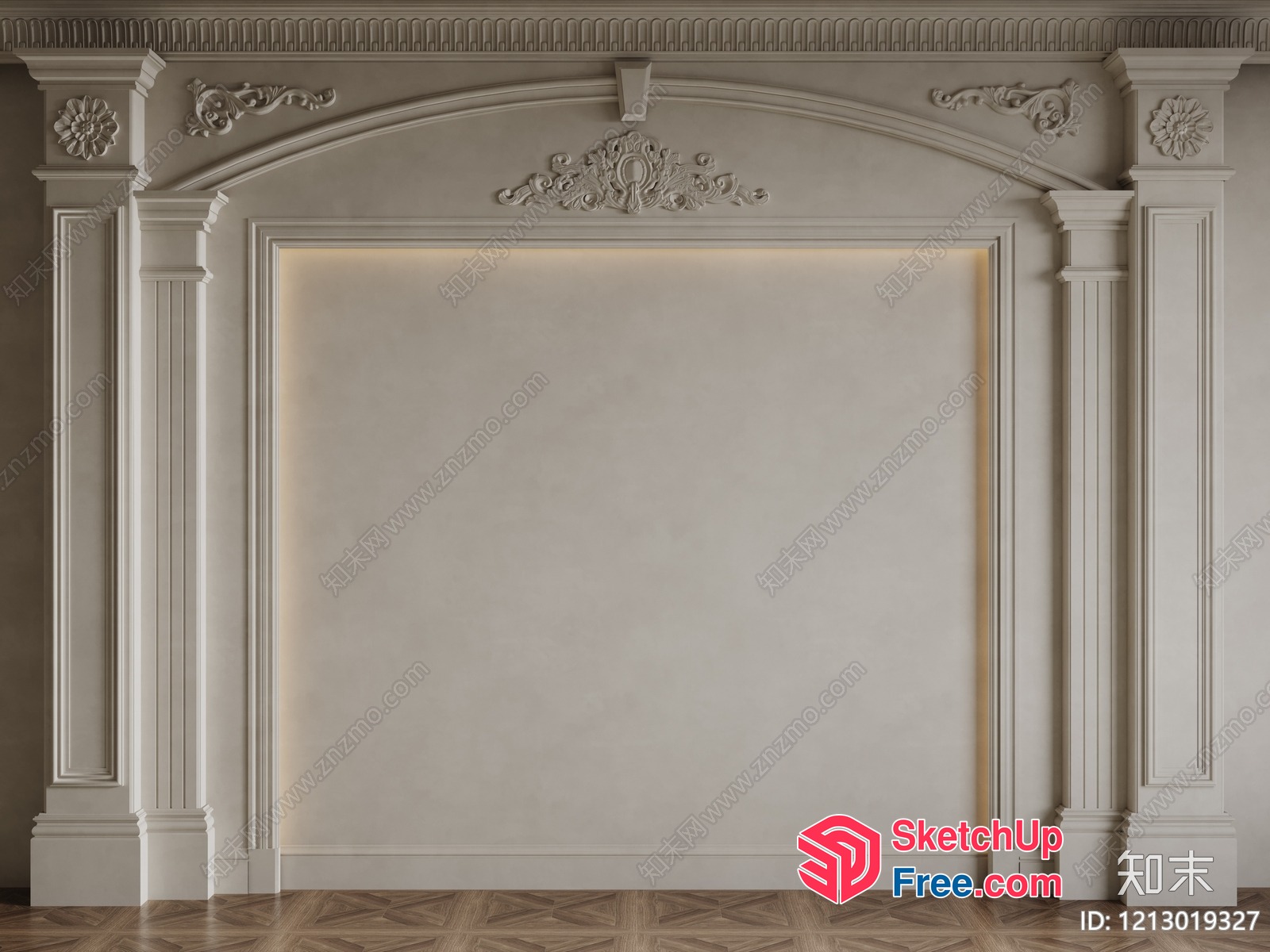 Elegant White Ornate Archway 3D SketchUp File