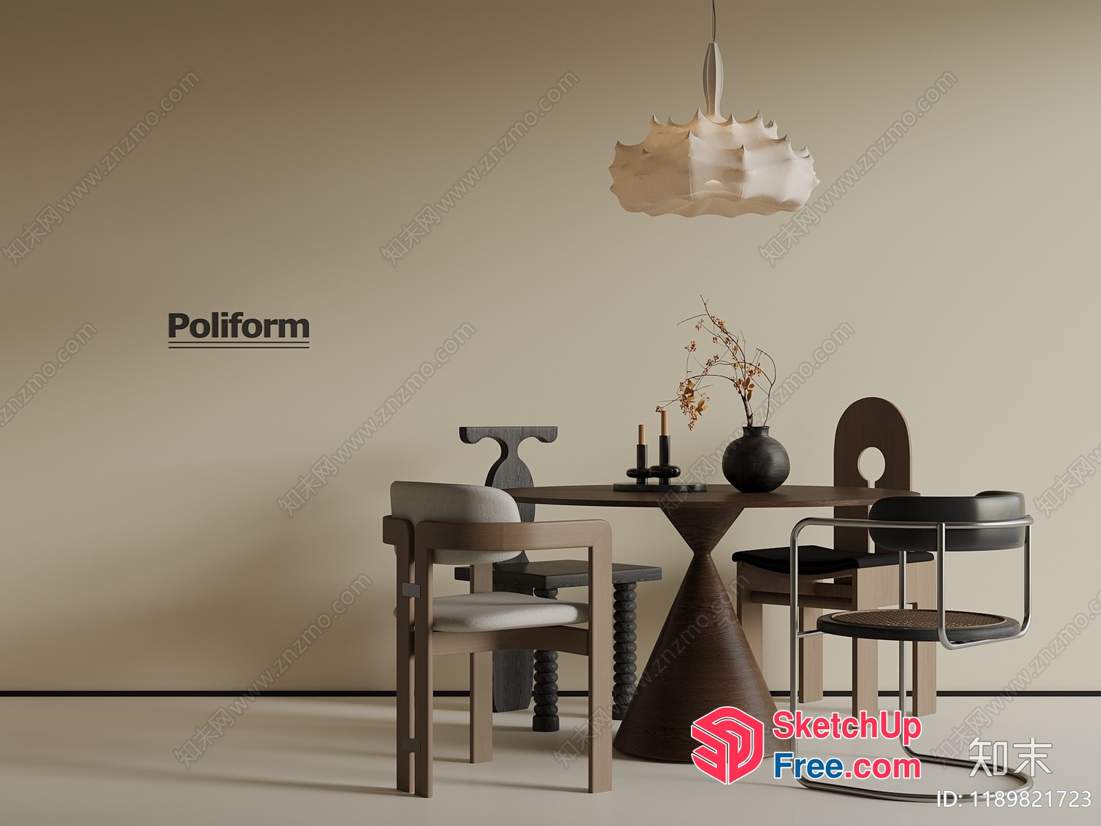Modern Minimalist Dining Room Furniture Set 3D SketchUp File
