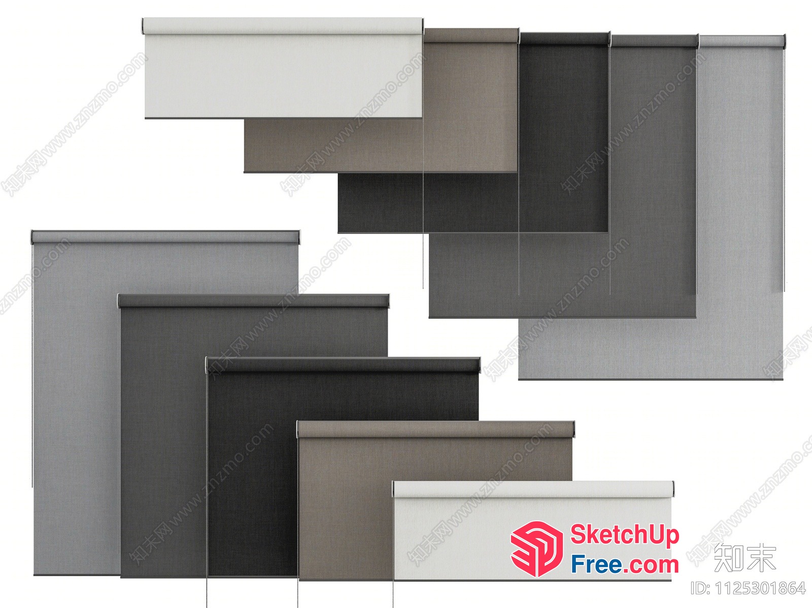 Staircase With Various Shades Of Grey Treads And Risers 3D SketchUp File