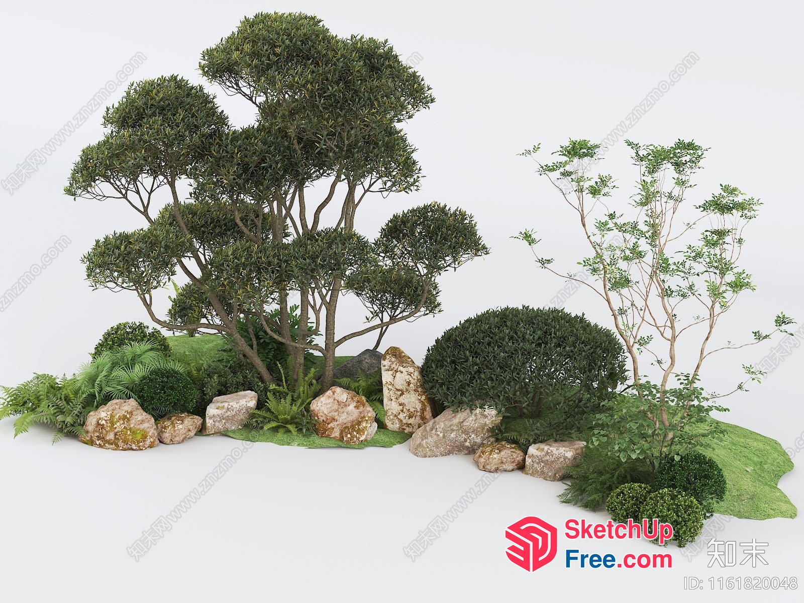 Serene Japanese Garden With Trees And Rocks 3D SketchUp File