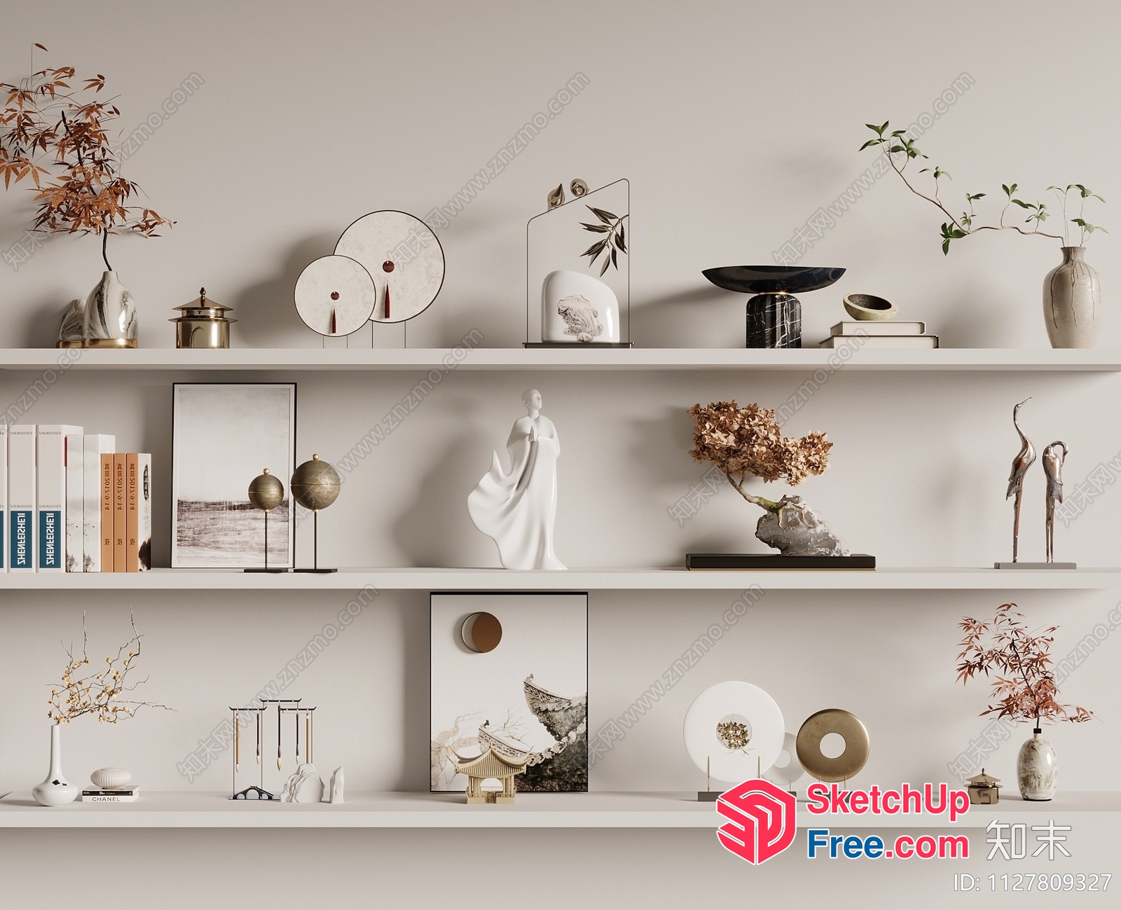 Minimalist Japanese Decor Shelf 3D SketchUp File