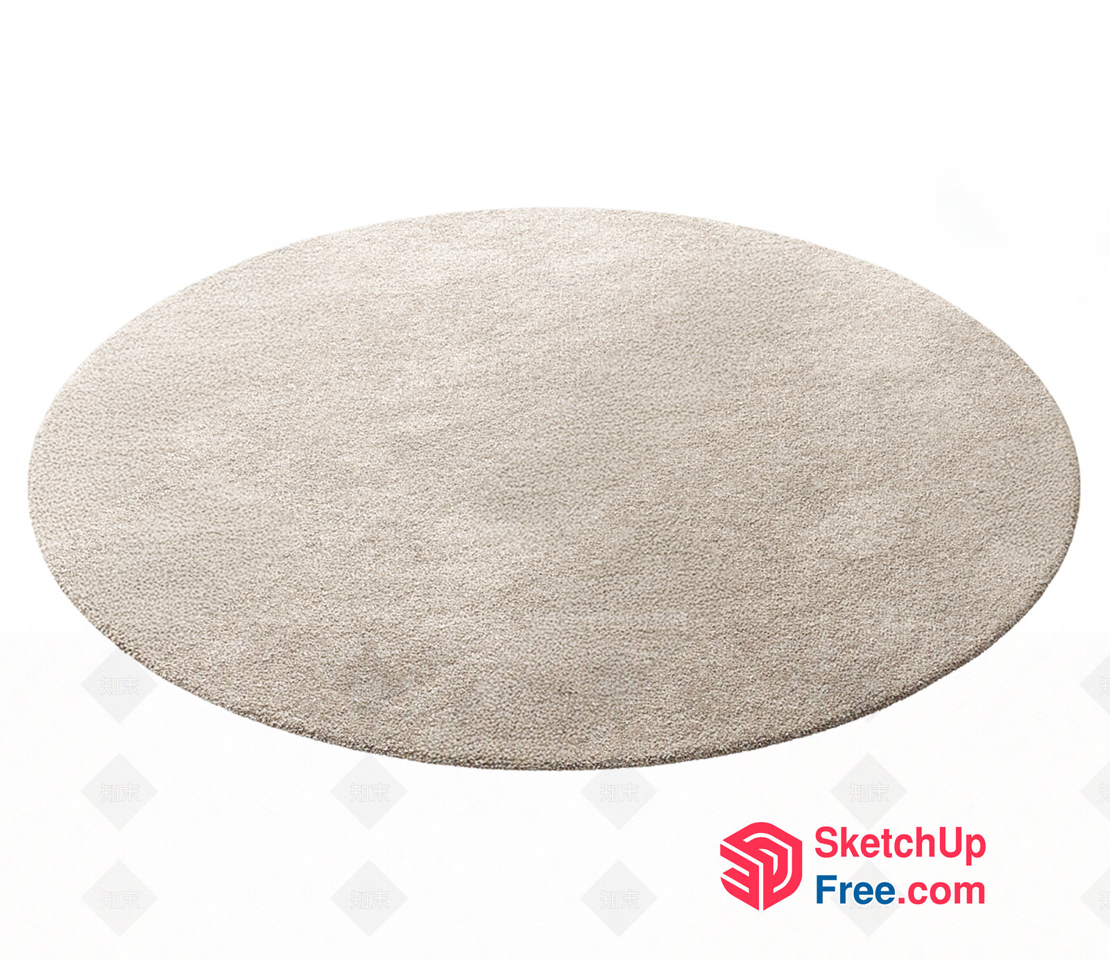 Oval-Shaped Cream-Colored Carpet 3D SketchUp File