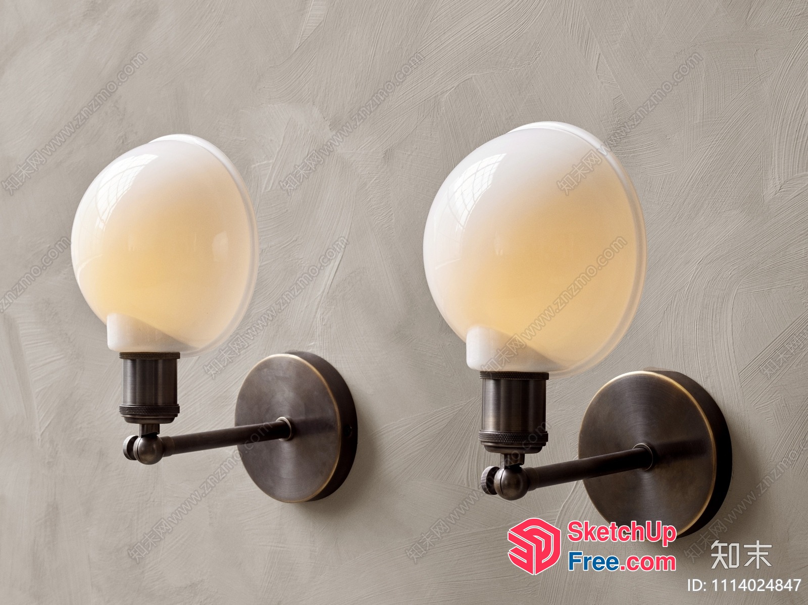Two Glass Globe Light Fixtures On Bronze Wall Plates 3D SketchUp File