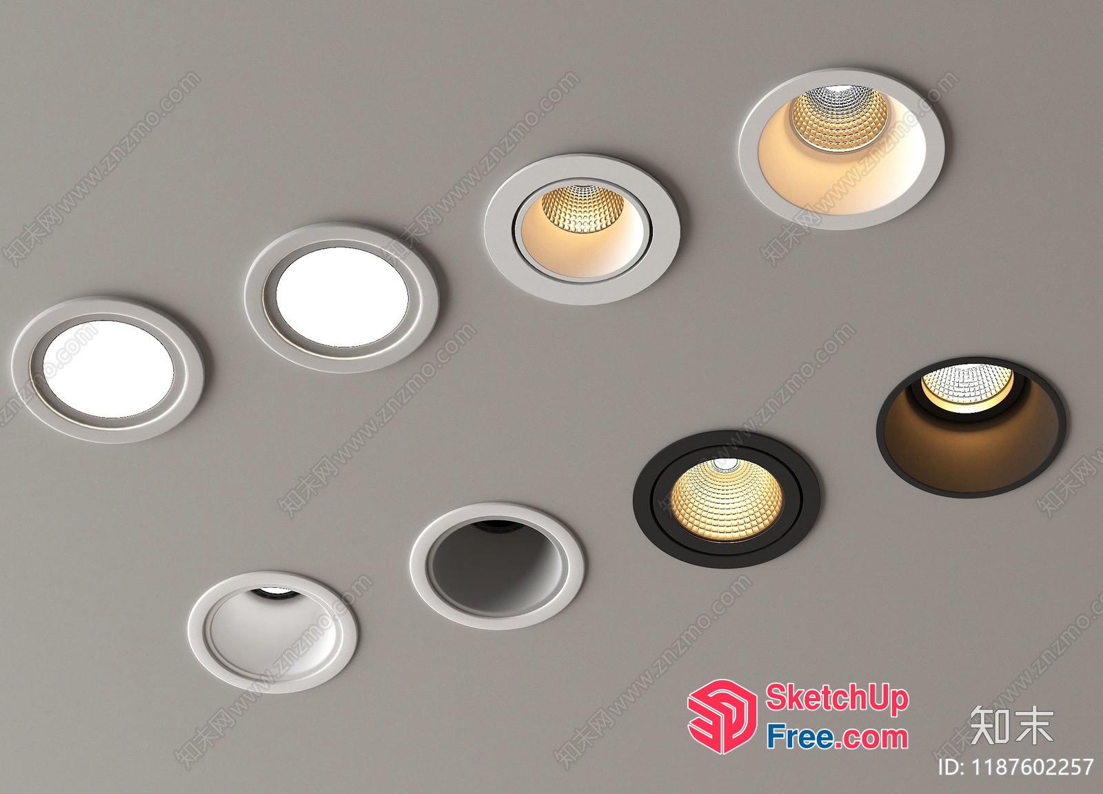 Circular Ceiling Light Fixtures With Various Light Sources 3D SketchUp File