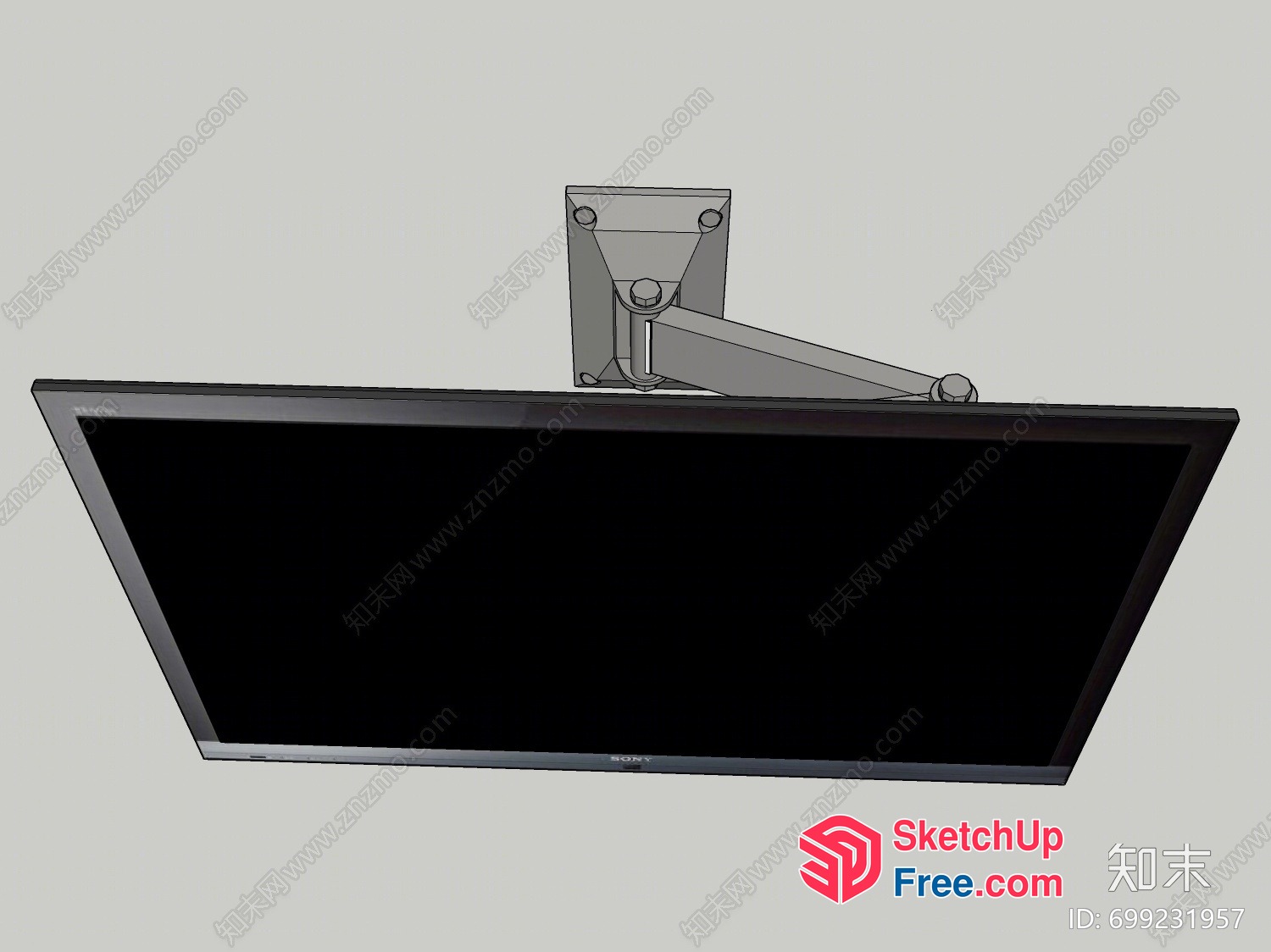 Black Screen On Silver Metal Frame 3D SketchUp File