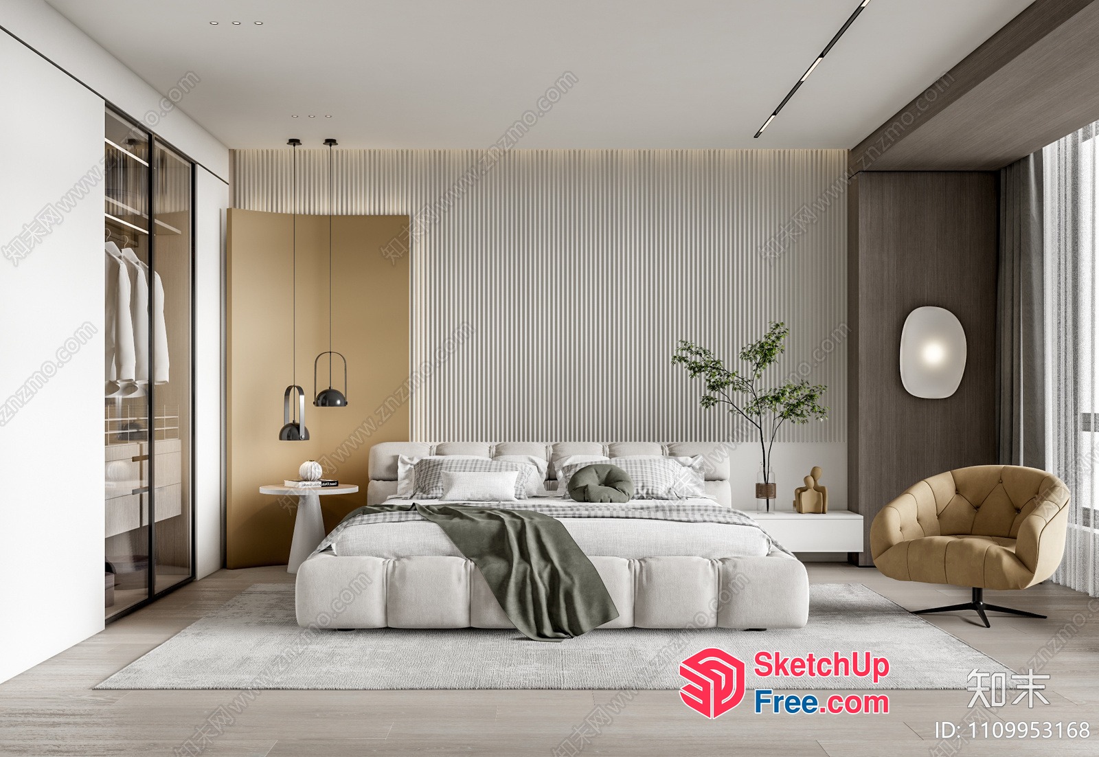 Modern Minimalist Bedroom Interior Design 3D SketchUp File