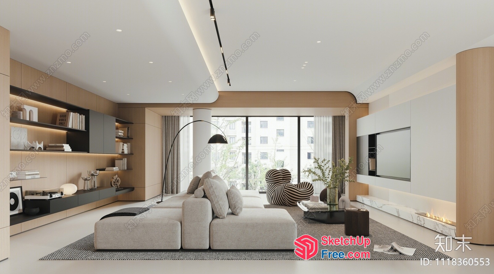 Modern Minimalist Living Room With Natural Light 3D SketchUp File