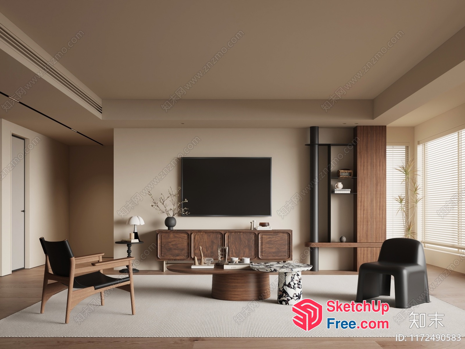 Minimalist Living Room With Japanese Decor 3D SketchUp File