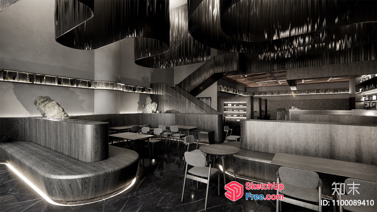 Modern Bar Interior With Sleek Furniture And Decor 3D SketchUp File