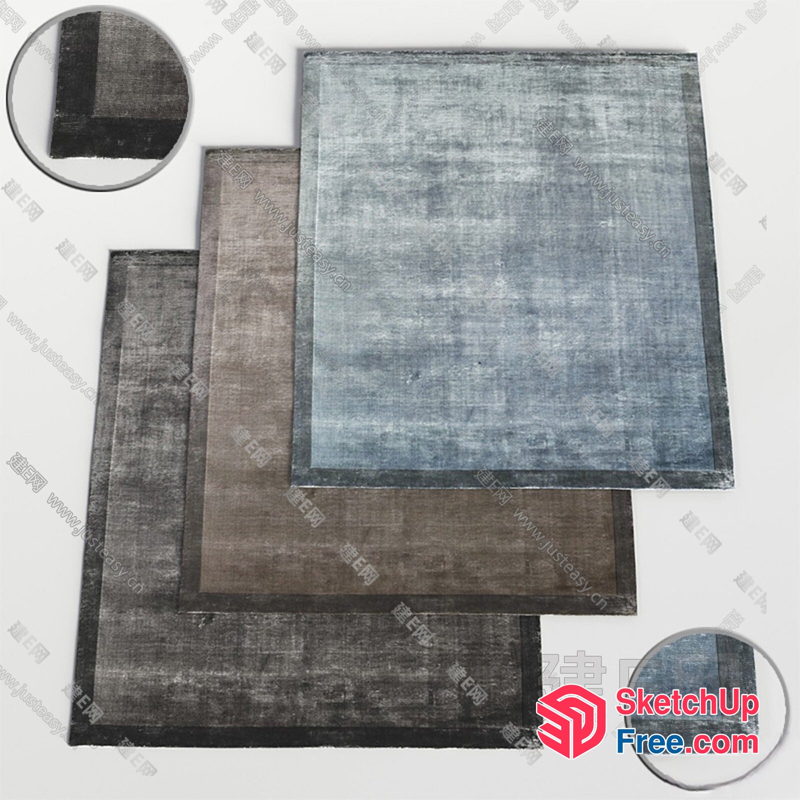 Vintage Style Grey And Brown Rugs 3D SketchUp File