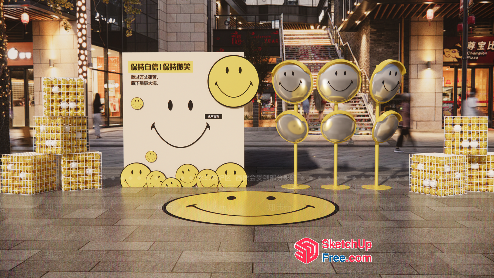 Yellow Smiley Face Decorations 3D SketchUp File