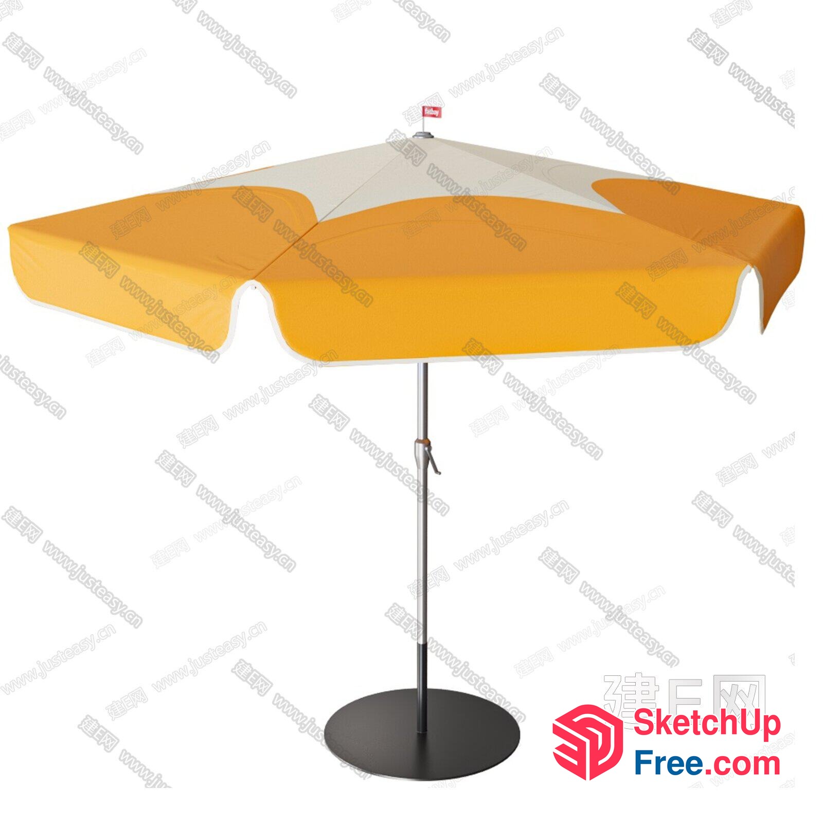 Decorative Outdoor Umbrella With Yellow And White Canopy 3D SketchUp File