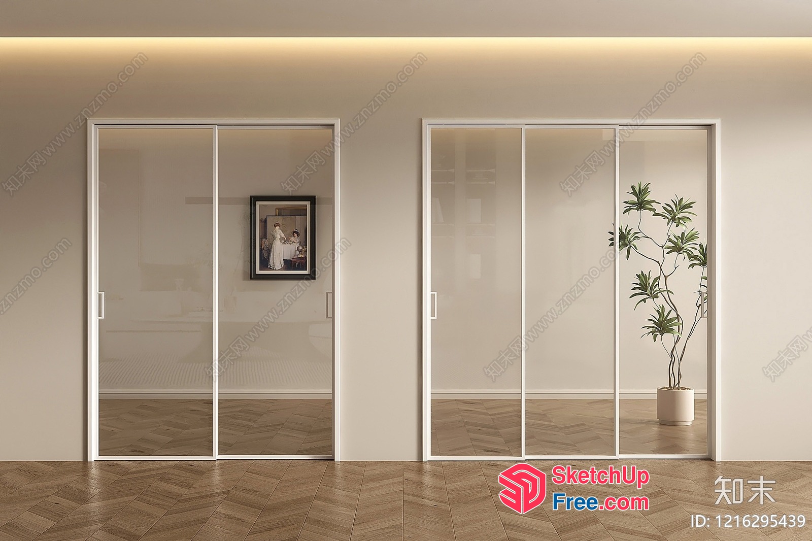 Modern Glass Sliding Doors In Minimalist Style 3D SketchUp File