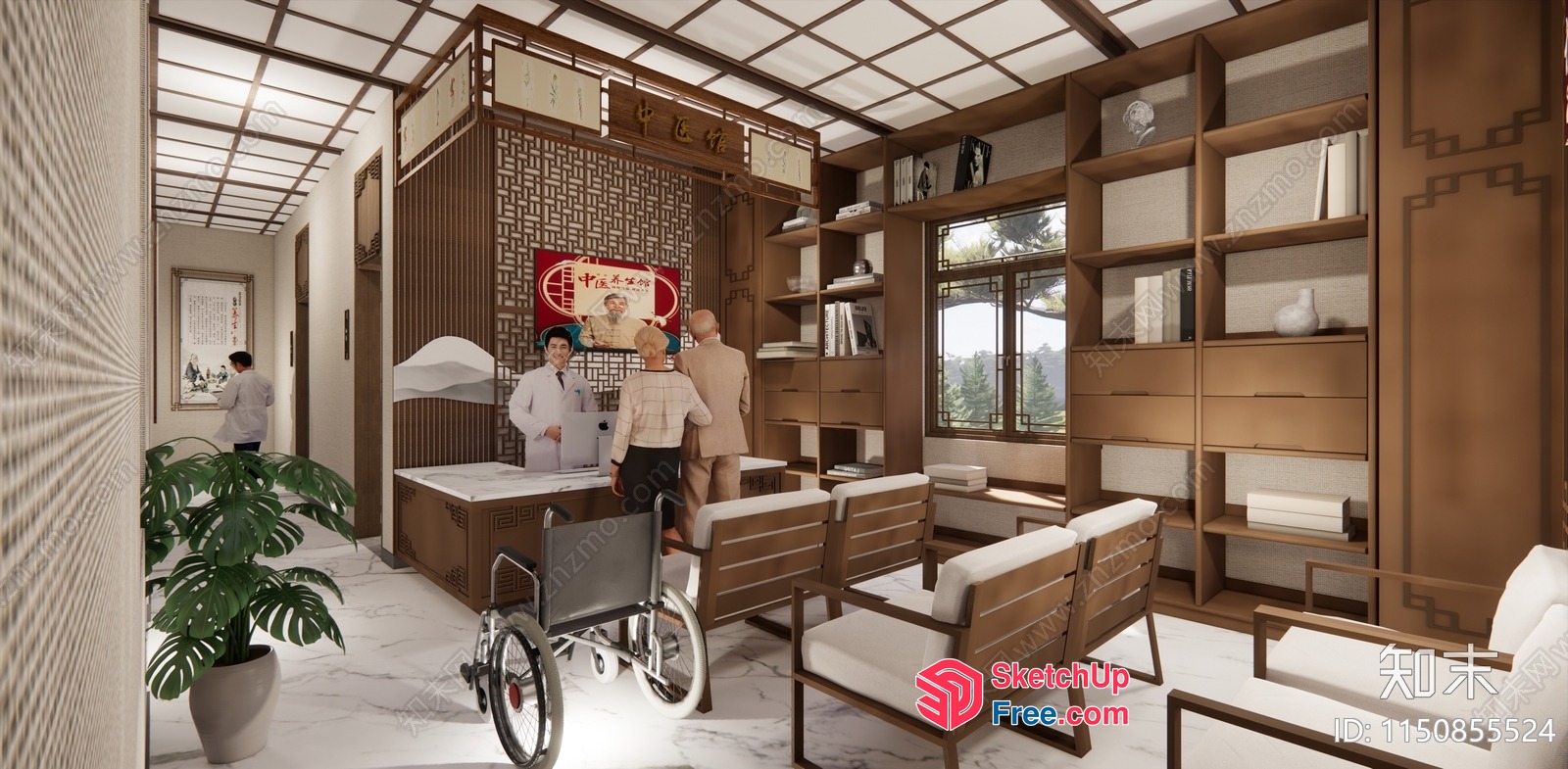 Elegant And Sophisticated Asian-Inspired Office Interior 3D SketchUp File