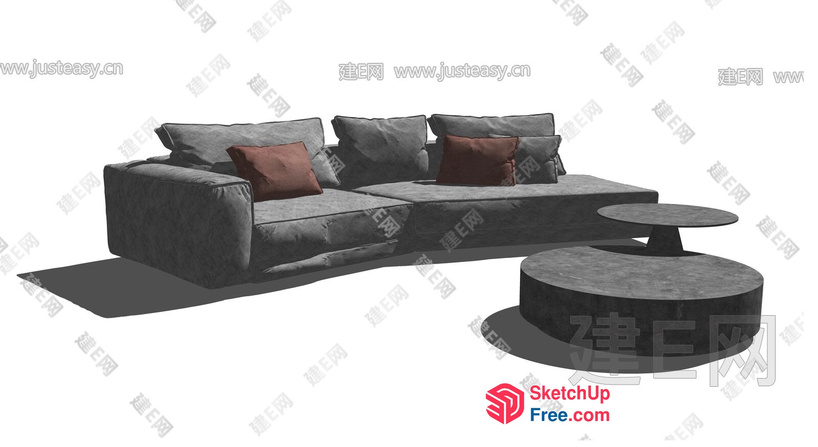 Grey Sofa And Coffee Table Set 3D SketchUp File