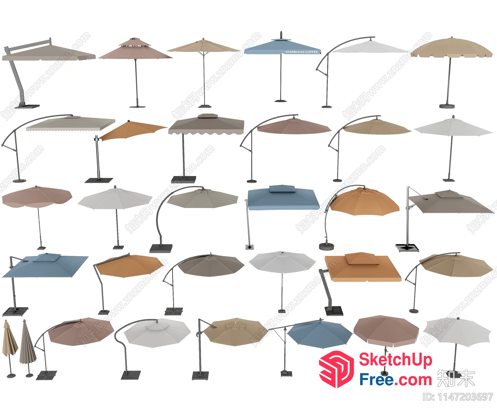 Collection Of Various Umbrellas And Tables 3D SketchUp File