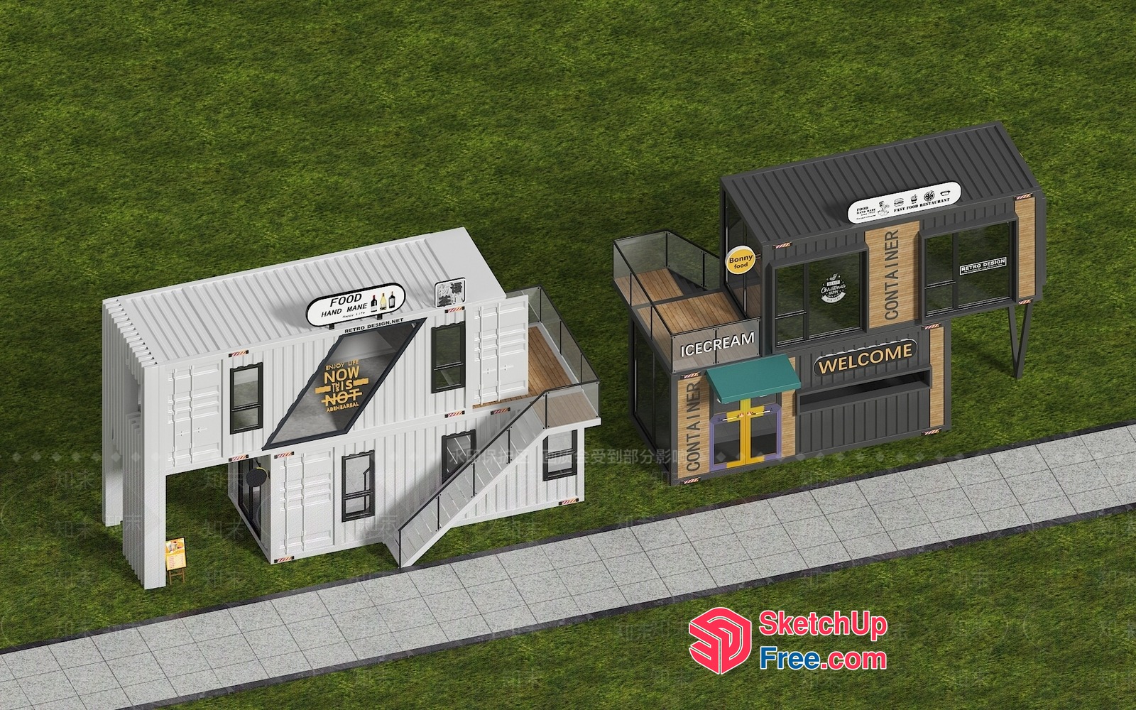 Modern Shipping Container Homes And Shops 3D SketchUp File