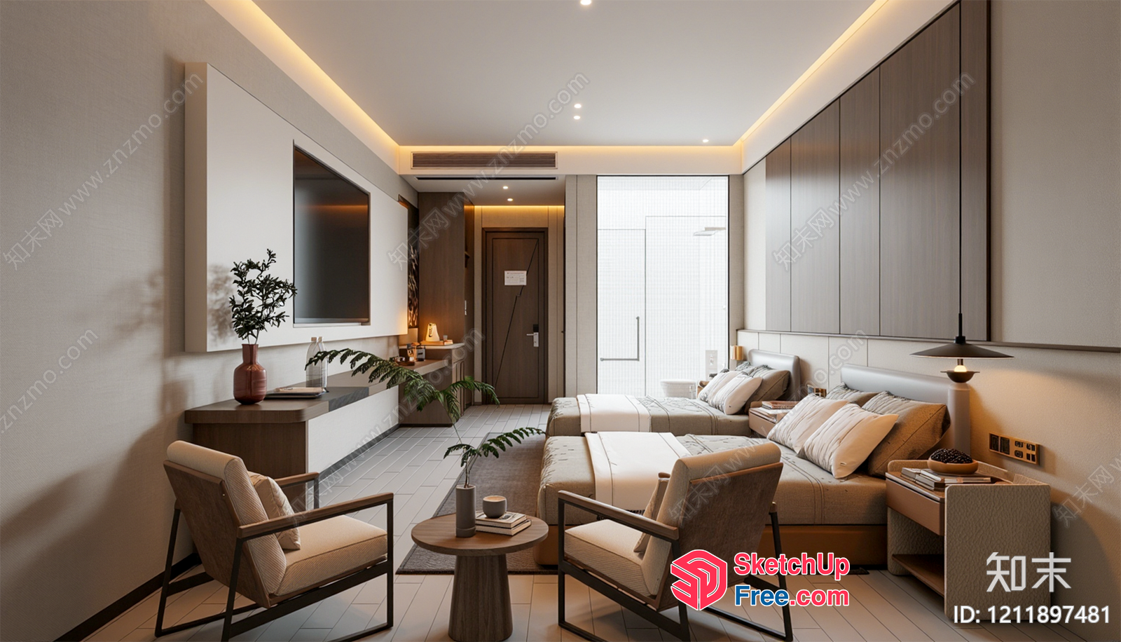 Elegant Minimalist Living Room 3D SketchUp File