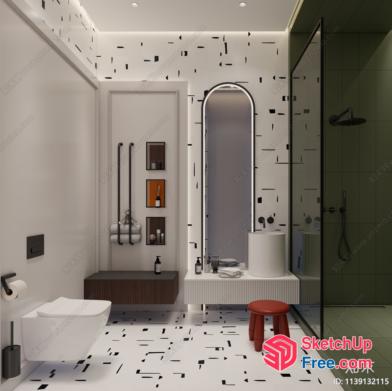 Modern Bathroom With Sleek White And Black Decor 3D SketchUp File