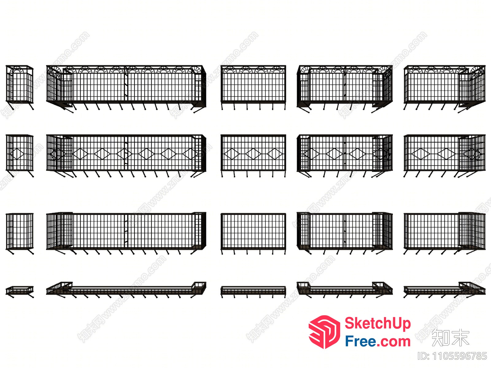 Black And White Wireframe Buildings 3D SketchUp File
