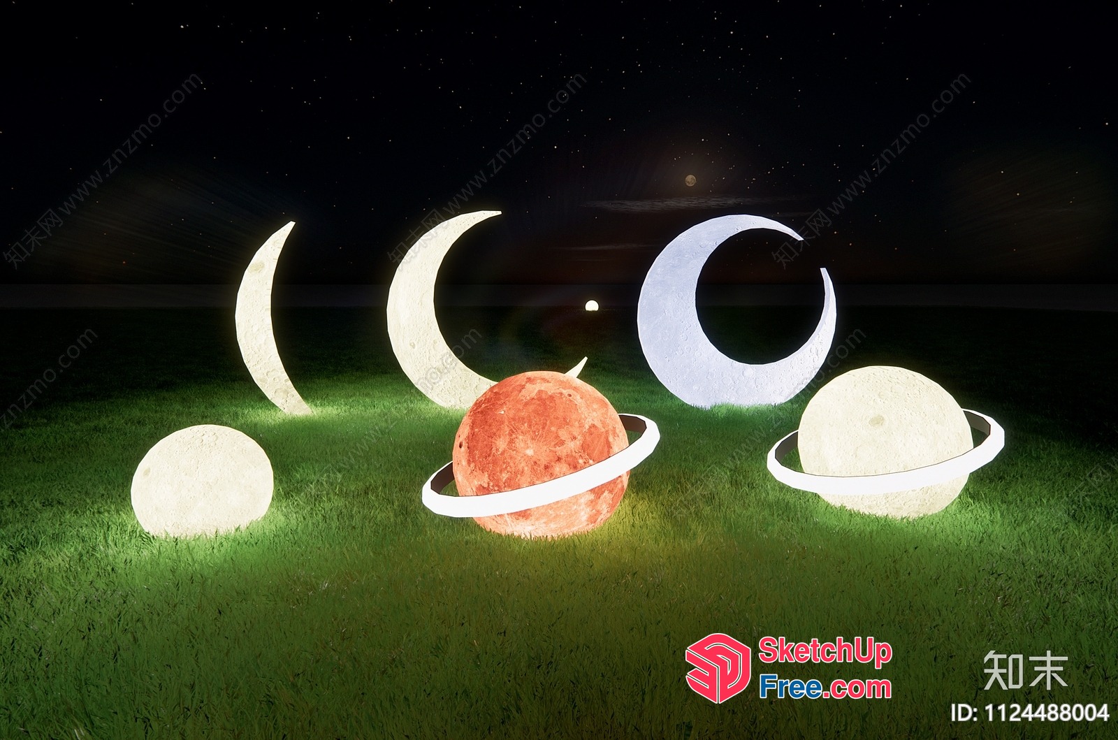 Celestial Bodies In A Lush Green Field 3D SketchUp File