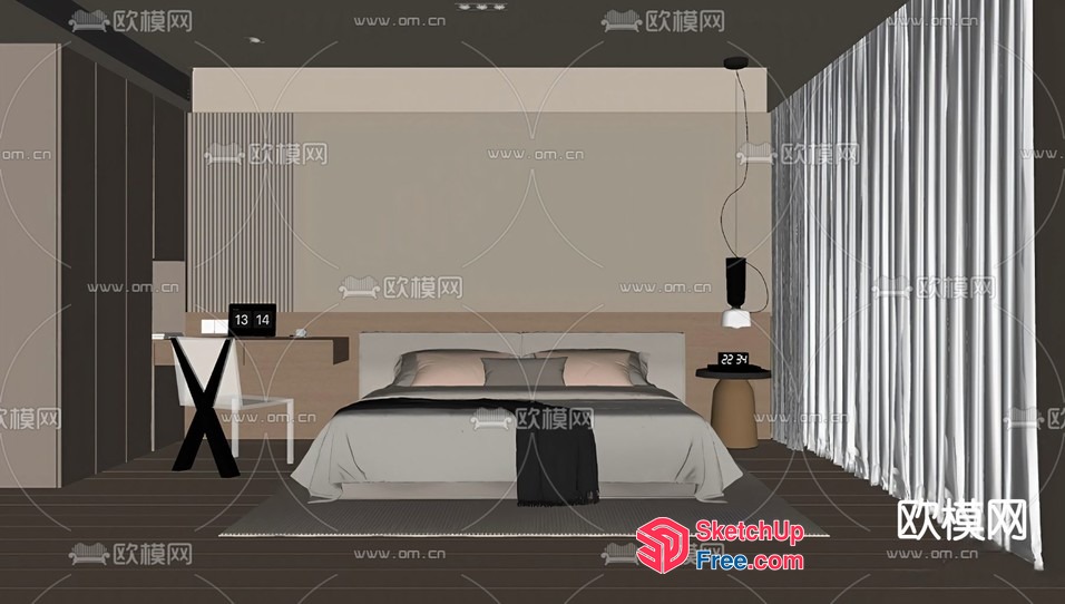 Minimalist Style Bedroom Interior 3D SketchUp File